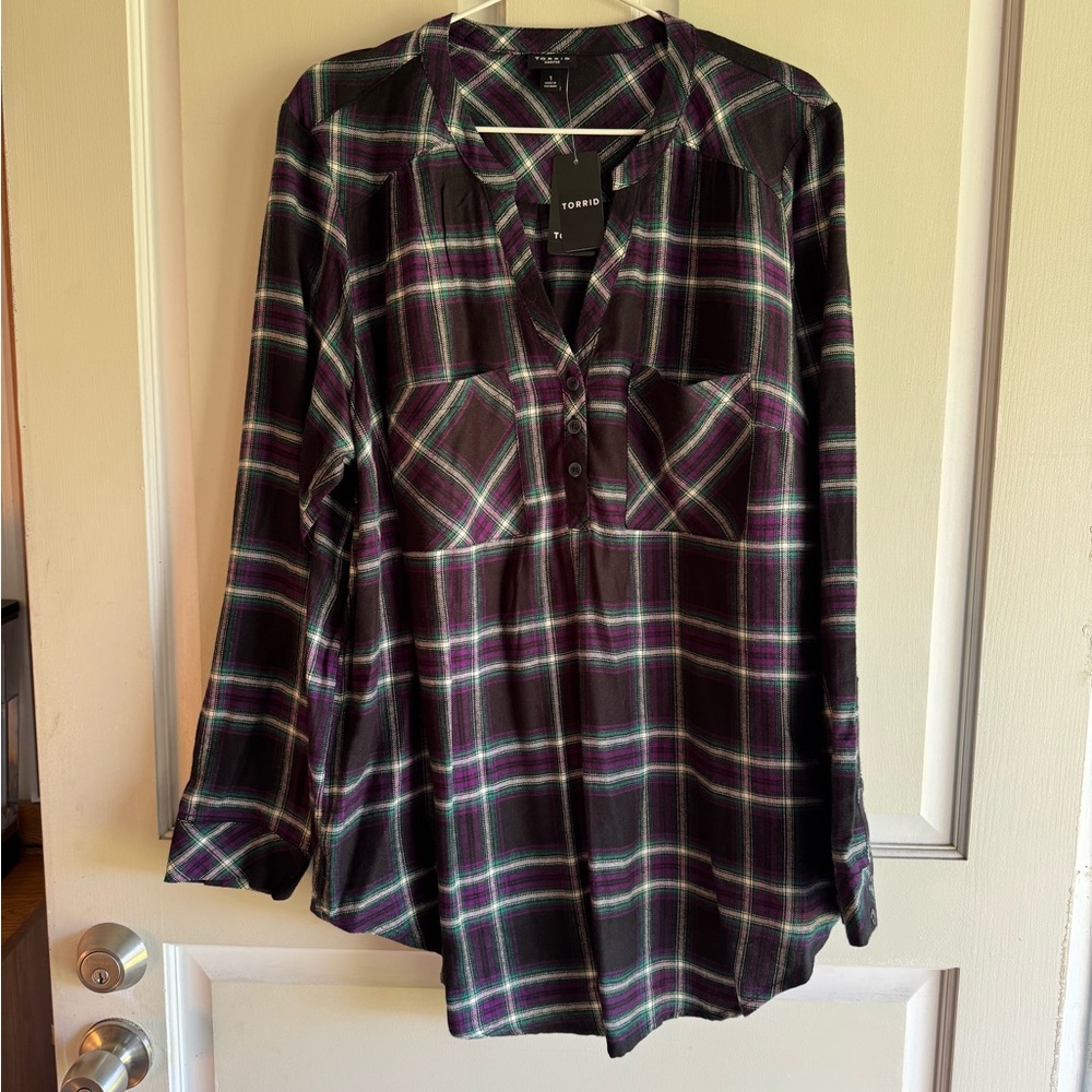 Torrid Harper Brushed Tunic Pullover Delilah Plaid Size 1X New With Tags - Picture 3 of 10